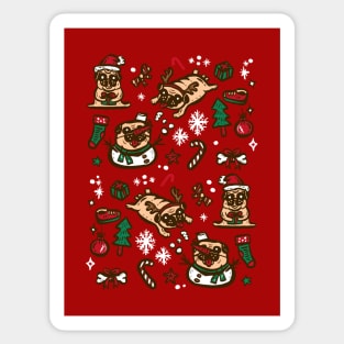 Pugs in christmas party Sticker